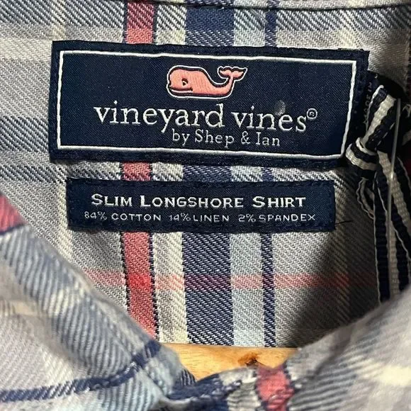 (Sold)VINEYARD VINES NWT Mens Slim Longshore Flannel Button Down Shirt, L - Picture 4 of 8